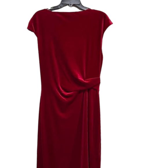 Midnight Velvet Burgundy Cowl Neckline Midi Holiday Event Velvet Dress -… - Picture 16 of 16